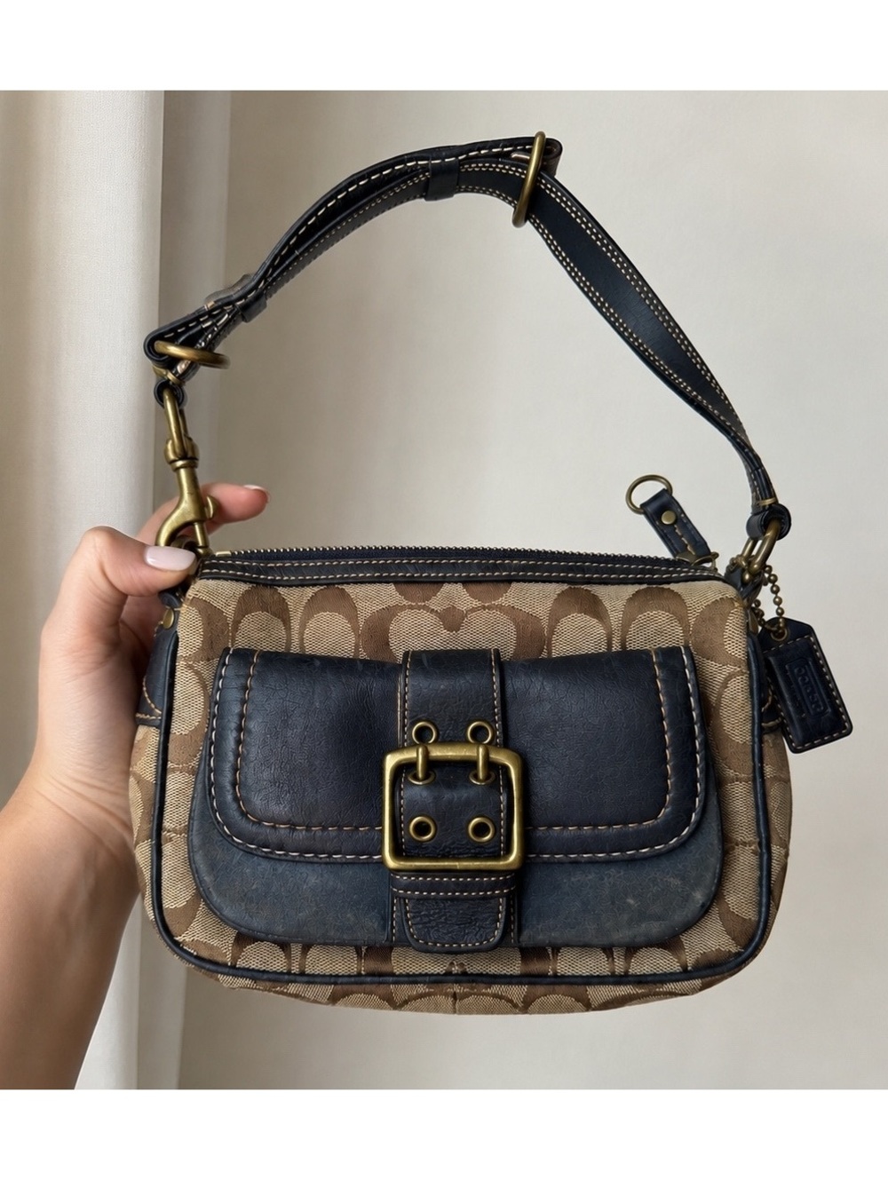 RARE Vintage Signature Coach 7061 Fall 2004 Special Edition Shoulder Bag Navy